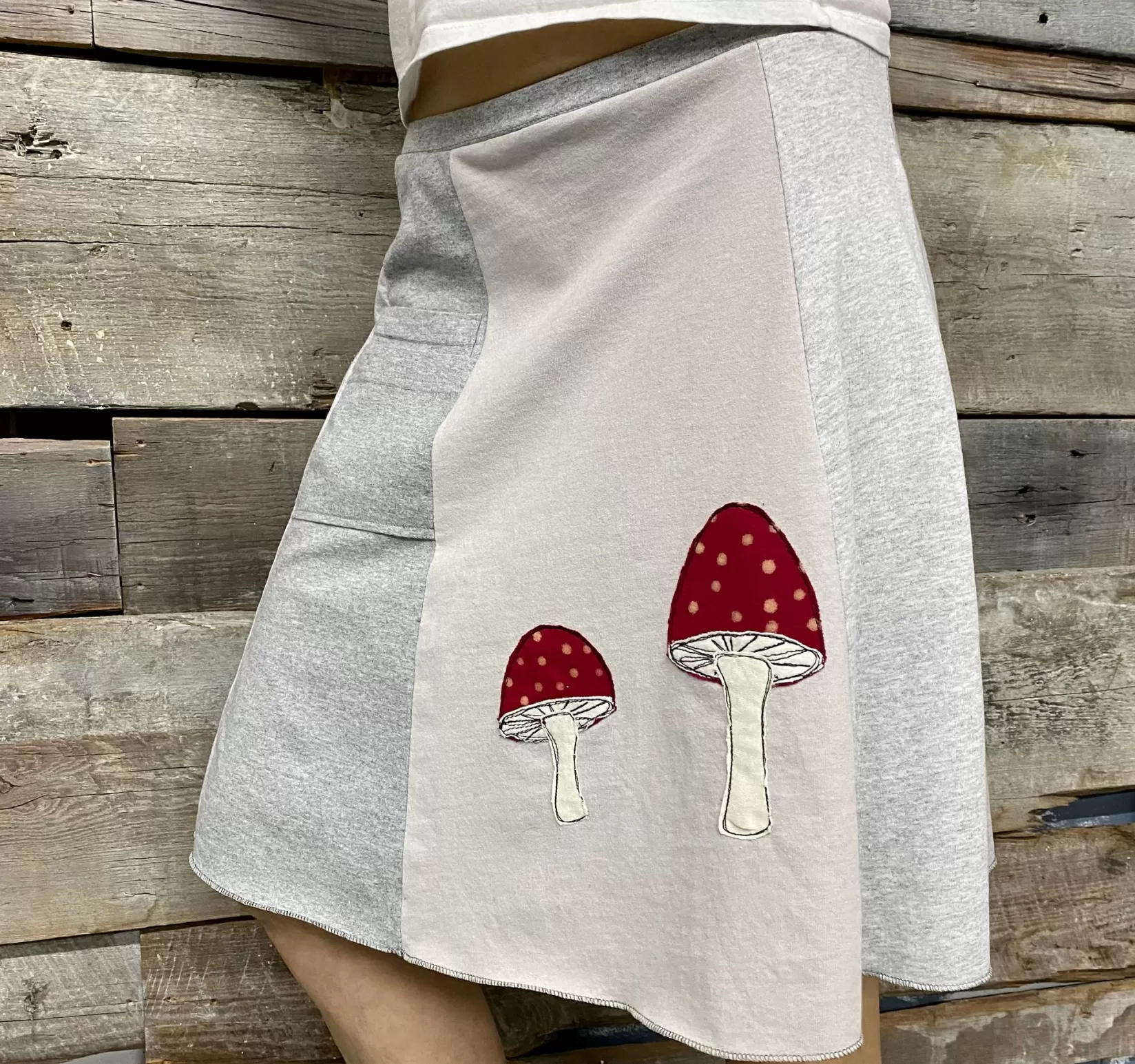 Classic Applique Skirt-Mushroom-SardineClothing Best Sale